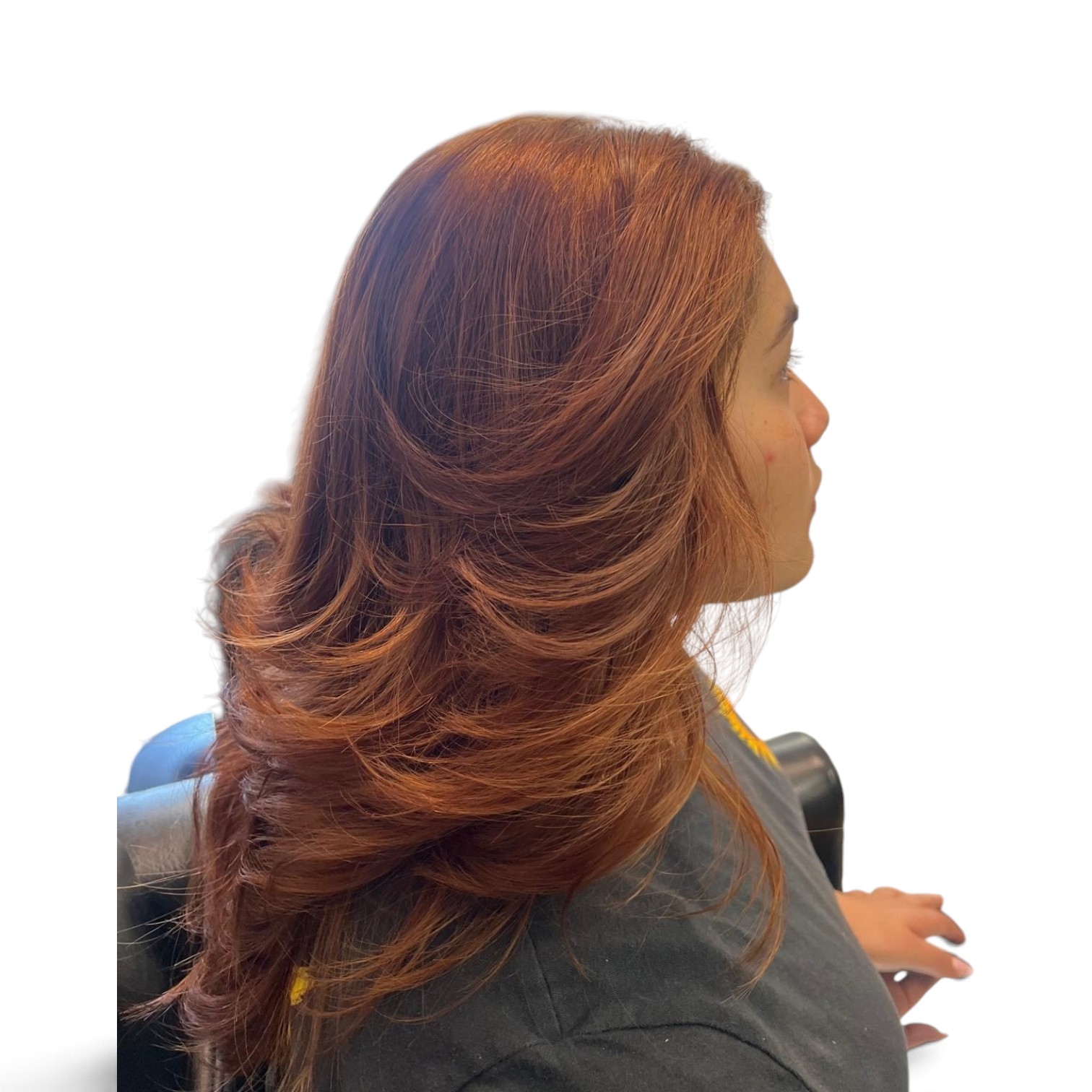 Long layered blowout with honey balayage