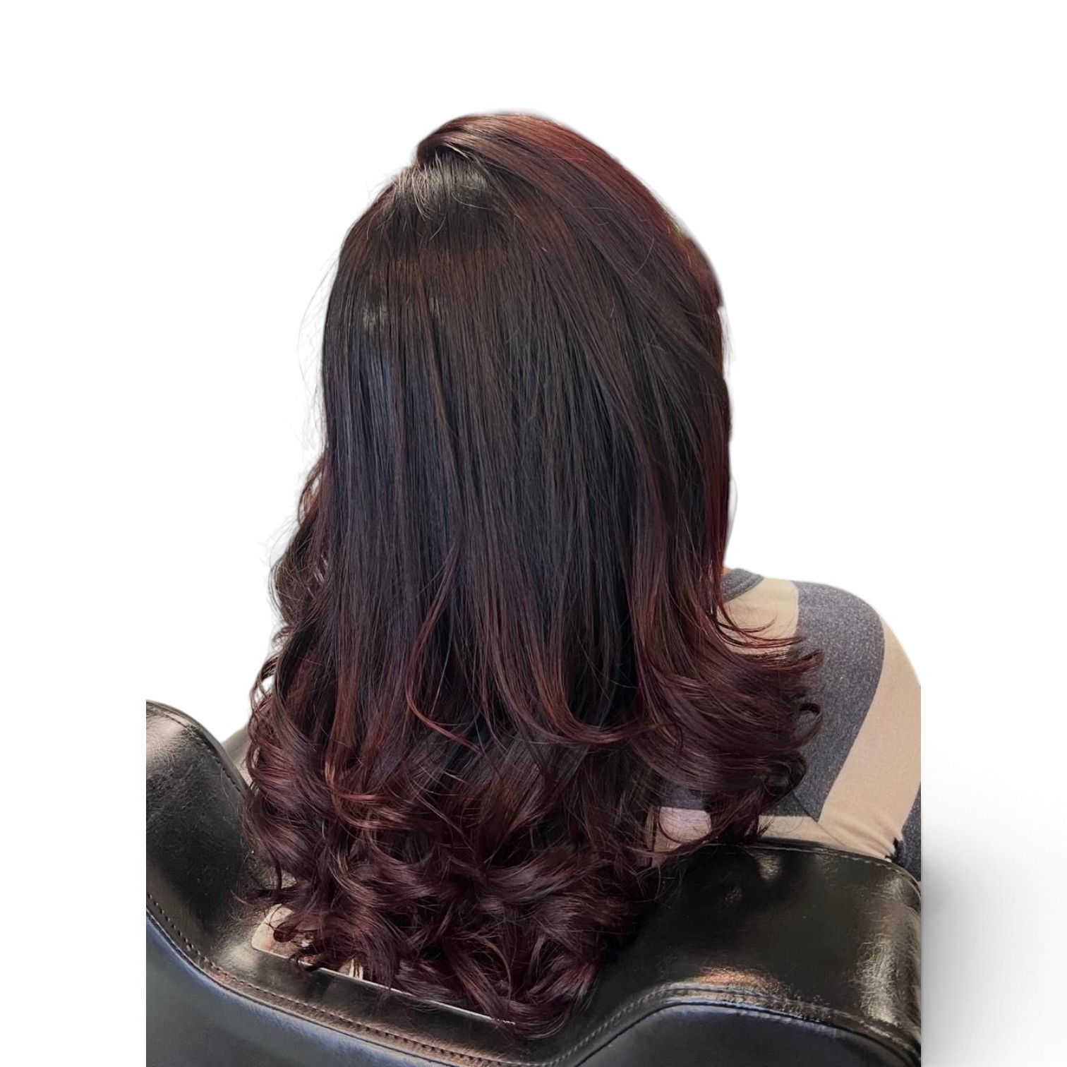 Long layered blowout with honey balayage