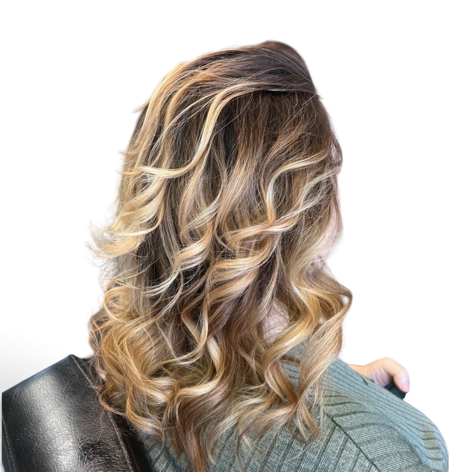Long layered blowout with honey balayage